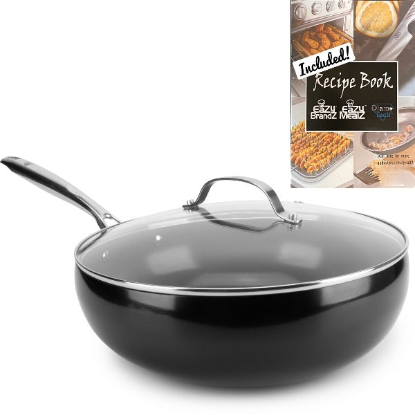 DiamoTech 12" EaZy Flip Wok, Ceramic Nonstick, Toxin-Free