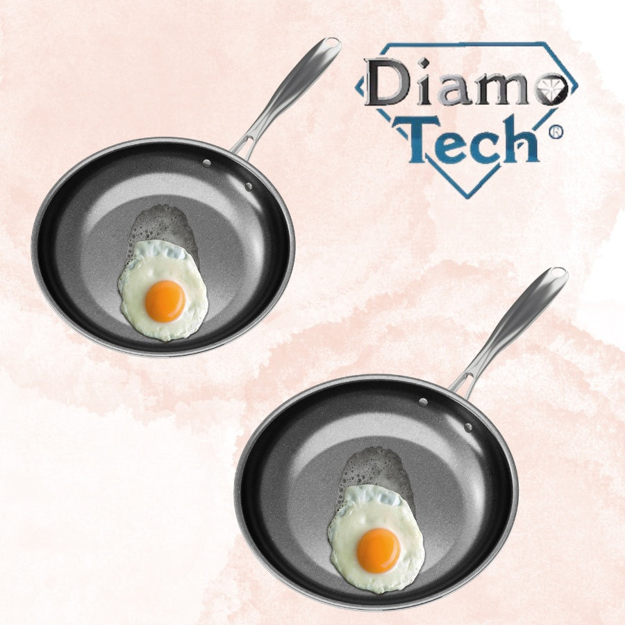 2 Units, DiamoTech 9.5" Frying Pan - 4-Layer Diamond Ceramic Coating, Nonstick & Durable, Toxin Free