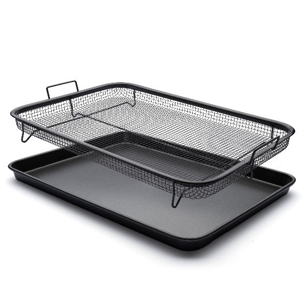 EaZy MealZ XL Air Fry Crisper Basket & Tray Set, 12.5" x 17.5" Gray