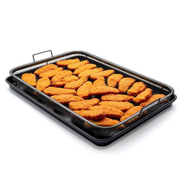 EaZy MealZ XL Air Fry Crisper Basket & Tray Set, 12.5" x 17.5" Gray