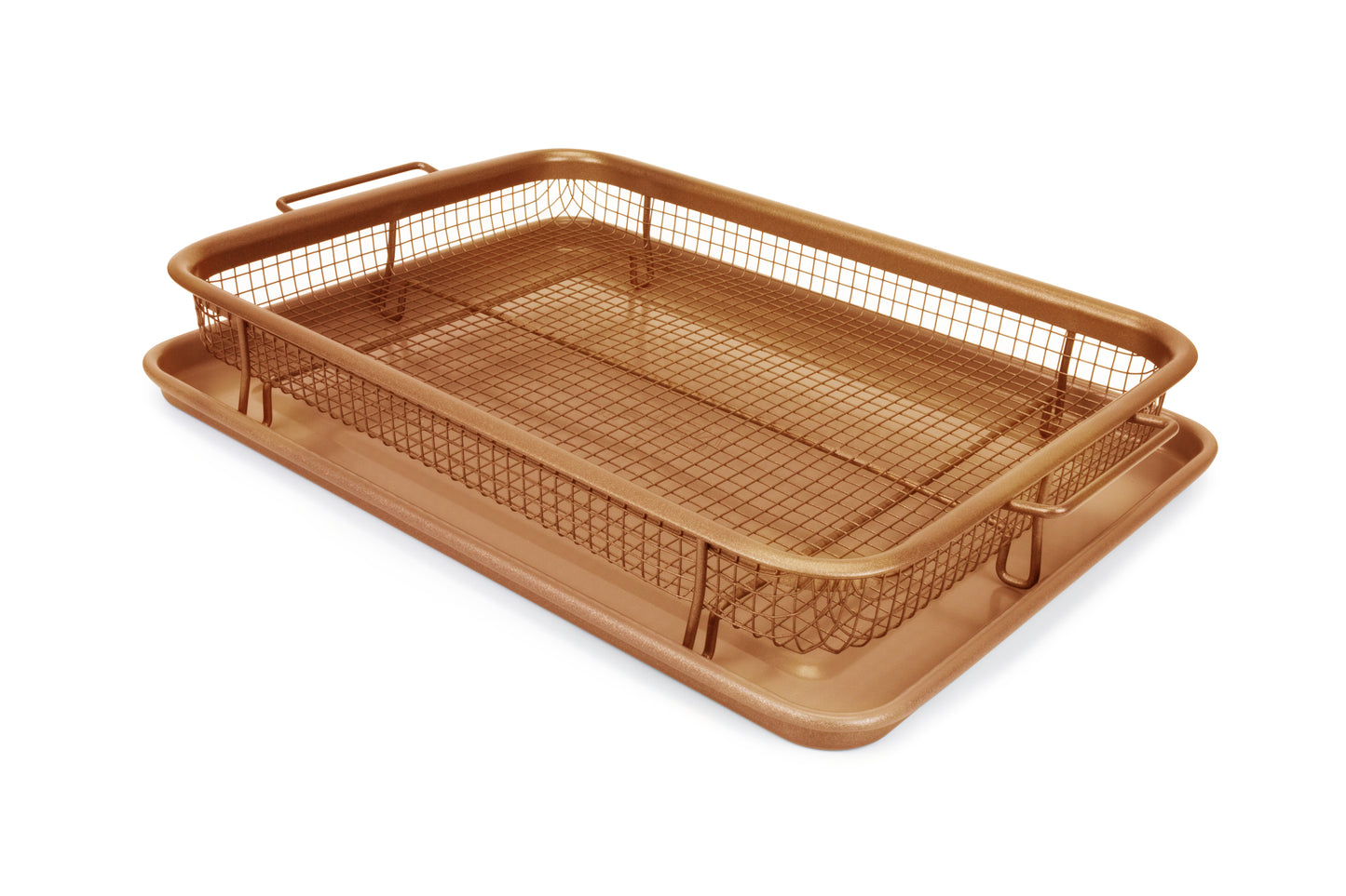 eazy mealz air fry crisper basket & tray set- copper