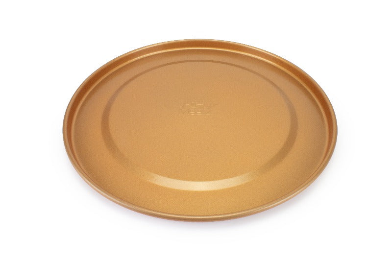 eazy mealz round air fry crisper basket & 12-inch pizza pan set, large, copper