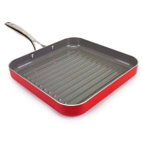 eazy mealz non-stick square grill pan, large, 10.5″