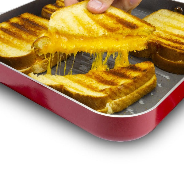 eazy mealz non-stick square grill pan, large, 10.5″