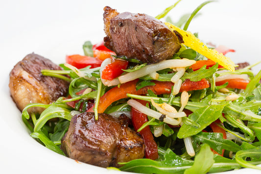 Air-Fried Savory Teriyaki Beef Bites Salad