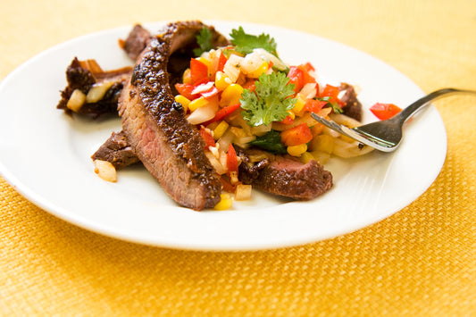 Air Fry Cajun Spiced Beef Strips with Corn and Tomato Salsa