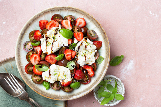 Caprese Strawberry Salad with Balsamic Glaze
