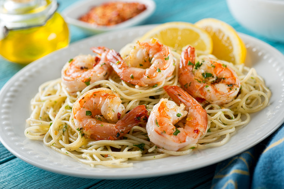 Air Fry Lemon Garlic Butter Shrimp Pasta