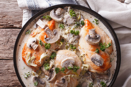 Garlic Herb Chicken w/ Creamy Mushroom Sauce