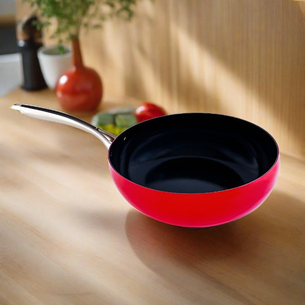  DiamoTech 12" EaZy Flip ceramic nonstick Wok with glass lid and recipe book