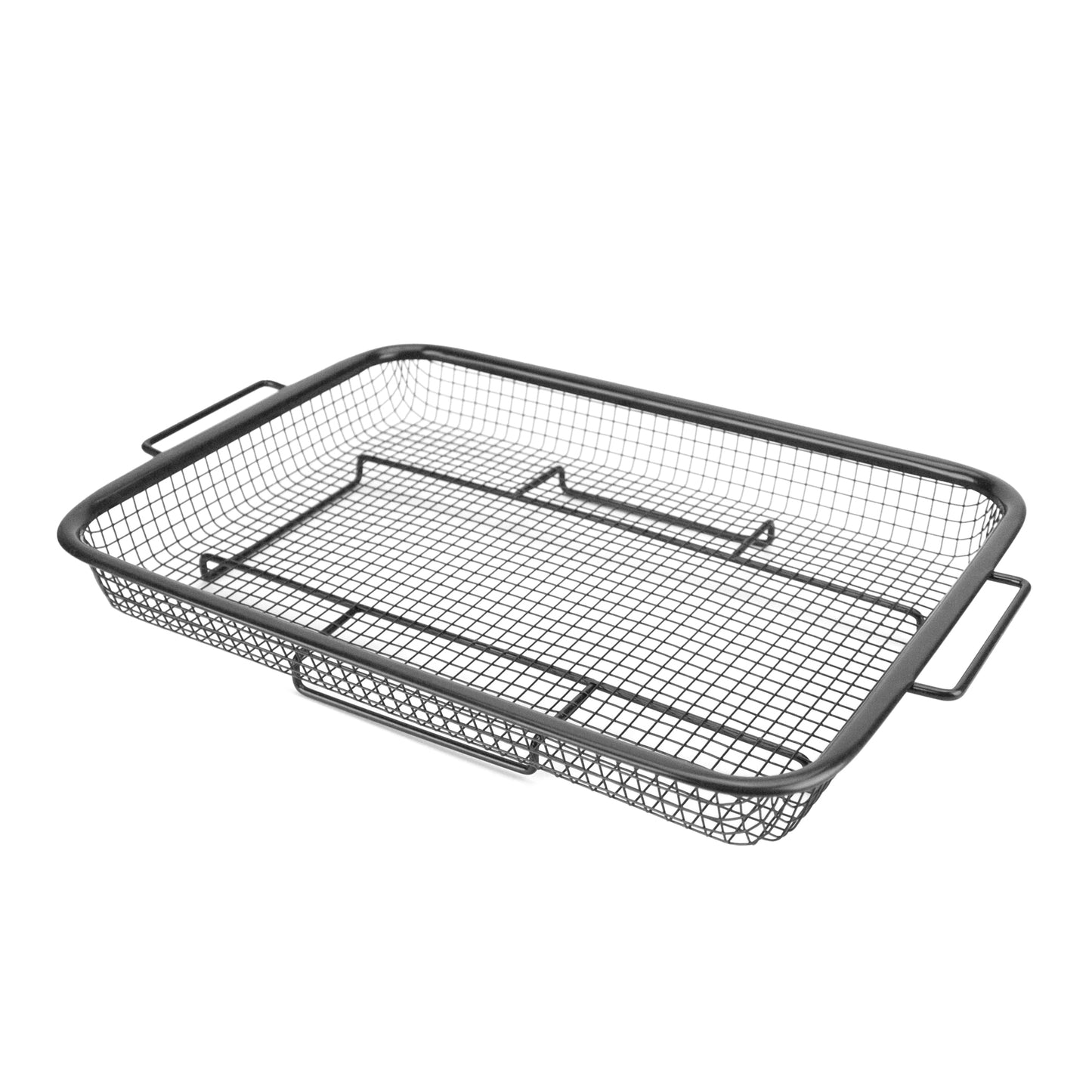 DiamoTech 2-Piece Crisping Baskets Oven & Air Fry Crisper Basket Nesting Set Toxin-Free Non-Stick  Healthy Cooking 9"x 13" Gray