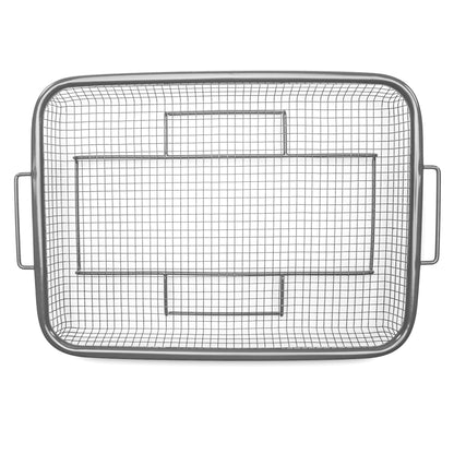 DiamoTech 2-Piece Crisping Baskets Oven & Air Fry Crisper Basket Nesting Set Toxin-Free Non-Stick  Healthy Cooking 9"x 13" Gray