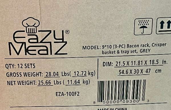 EaZy MealZ Air Fry Crisper Basket, Bacon Rack, Bake Pan 3-Pc Set Non-Stick  Coating for Air Fryer & Toaster Ovens, Copper 