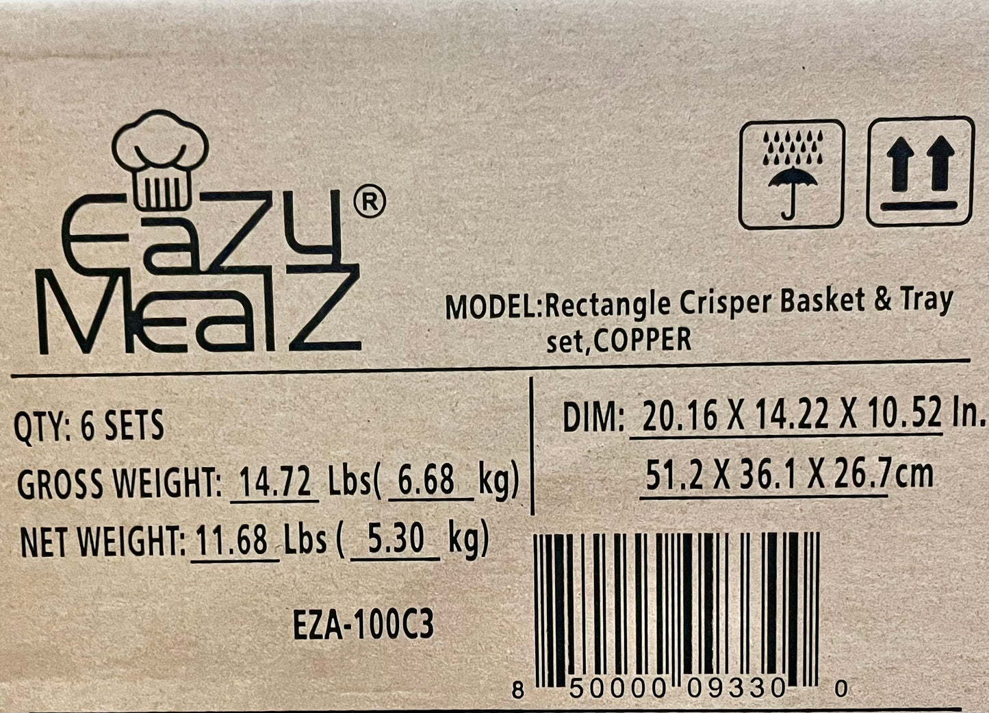 EaZy MealZ Air Fry Crisper Basket & Tray Set, 9.5" x 13" Copper