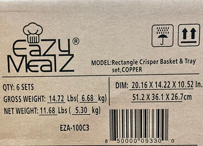 EaZy MealZ Air Fry Crisper Basket & Tray Set, 9.5" x 13" Copper