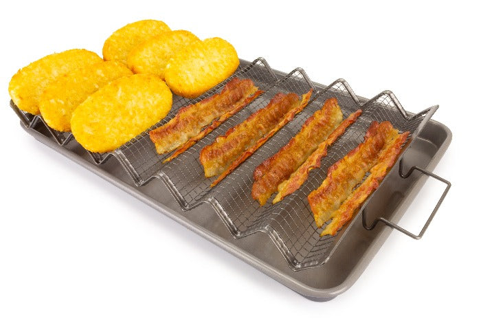 2 Piece Air Fryer Basket for Oven,Stainless Steel Crisping Basket & Tray  Set, Tray and Grease Tray Set Bacon Rack, Oven crisper for French  fry/frozen