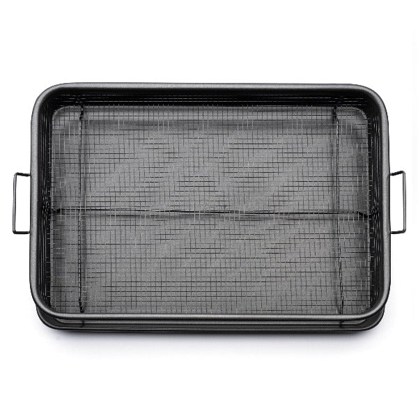 EaZy MealZ XL Air Fry Crisper Basket & Tray Set, 12.5" x 17.5" Gray