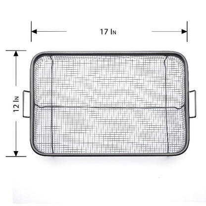 EaZy MealZ XL Air Fry Crisper Basket & Tray Set, 12.5" x 17.5" Gray