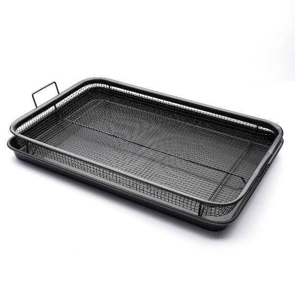 EaZy MealZ XL Air Fry Crisper Basket & Tray Set, 12.5" x 17.5" Gray