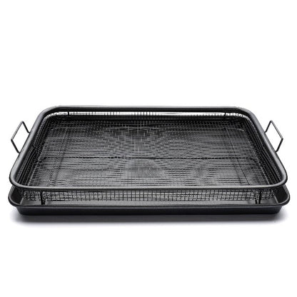 Air Fryer Basket and Tray for Oven Set, 15.5'' x 11.5'' Stainless Steel  Extra Large Crisper Tray and Basket, Non-stick Mesh Basket Set, Air Fryer  Tray