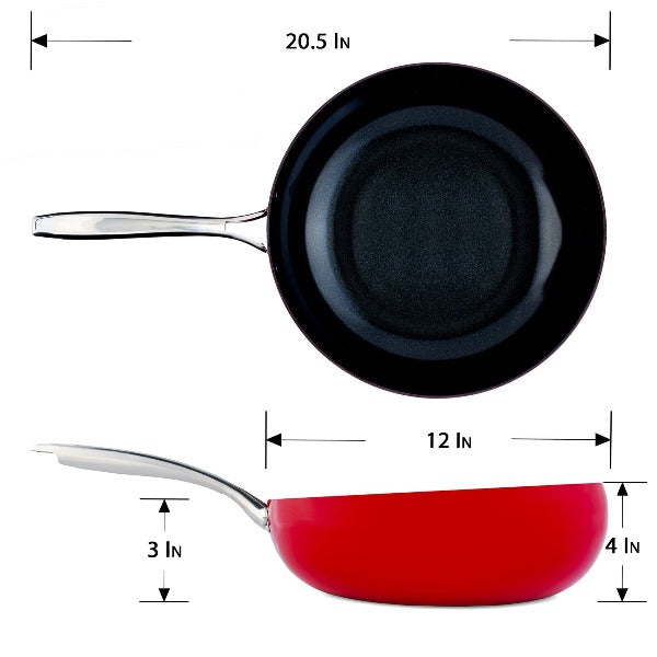  DiamoTech 12" EaZy Flip ceramic nonstick Wok with glass lid and recipe book