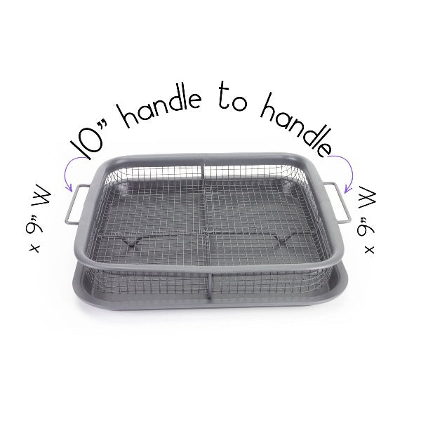eazy mealz square bacon rack and crisper 3-pc set non-stick for air fryers & ovens