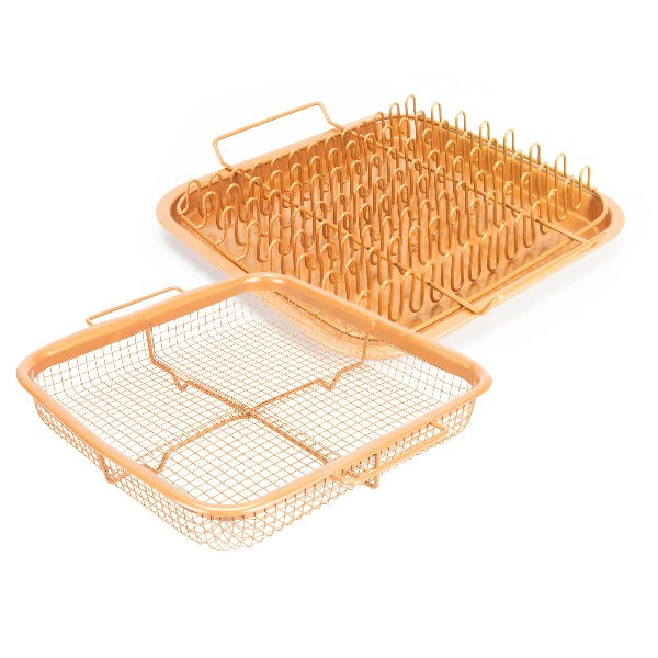 eazy mealz square bacon rack and crisper 3-pc set non-stick for air fryers & ovens