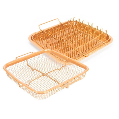 eazy mealz square bacon rack and crisper 3-pc set non-stick for air fryers & ovens