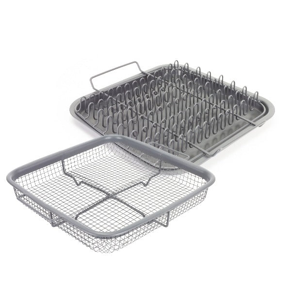 eazy mealz square bacon rack and crisper 3-pc set non-stick for air fryers & ovens