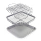 eazy mealz square bacon rack and crisper 3-pc set non-stick for air fryers & ovens grey