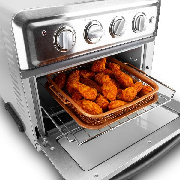 eazy mealz square bacon rack and crisper 3-pc set non-stick for air fryers & ovens
