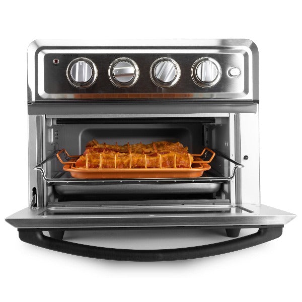 eazy mealz square bacon rack and crisper 3-pc set non-stick for air fryers & ovens