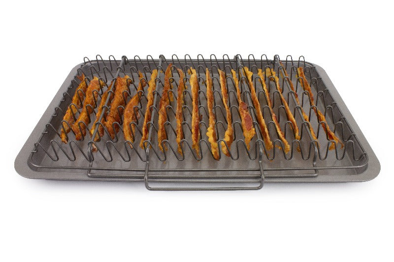 eazy mealz bacon rack xl + tray xl, 2-pc set grey