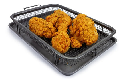 eazy mealz air fry crisper basket & tray set- gray