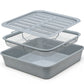 eazy mealz air fry grill pan, crisping basket & deep bake pan 3-pc set, deluxe, speckled