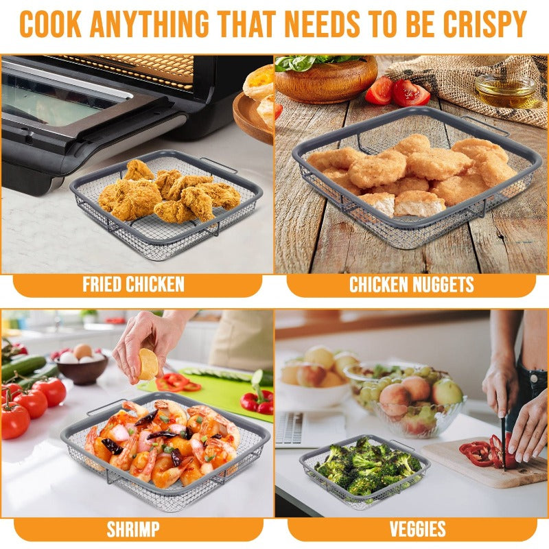 eazy mealz air fry crisper basket & bake pan 2-pc set