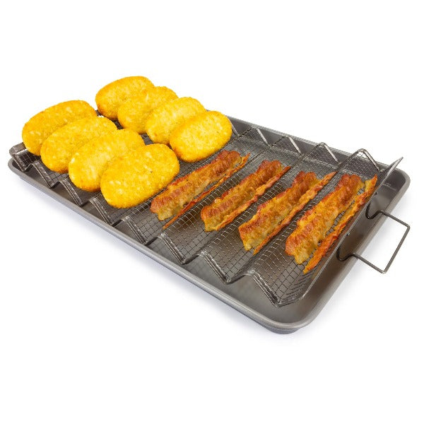 2 Piece Air Fryer Basket for Oven,Stainless Steel Crisping Basket & Tray  Set, Tray and Grease Tray Set Bacon Rack, Oven crisper for French  fry/frozen